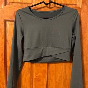 SHEIN Dark Gray Long Sleeve Crop Top